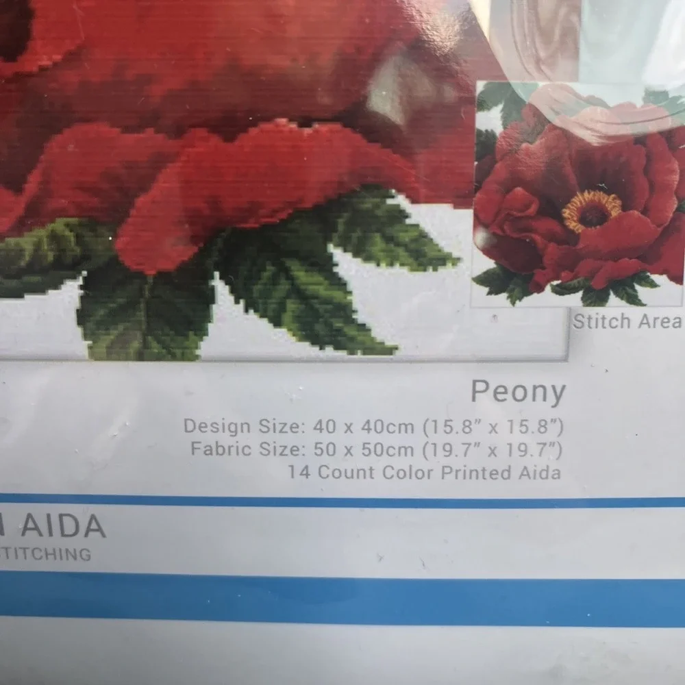 Needleart World Cross Stitch Kit 640.083 Peony Flower Spring Summer Garden Red